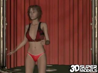 Luscious 3d outstanding Model Kitty Dancing Seductivelly On Her Red Bikini