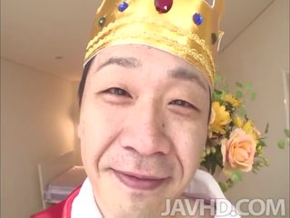 Aiuchi role plays with a turned on bloke that thinks he is the king of her apartment
